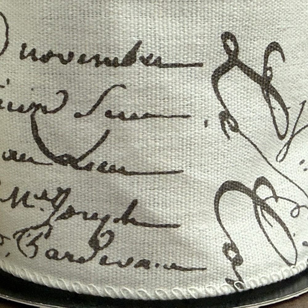 D. Stevens 4" Wired Ribbon Cream Brown Script Floral Christmas French Country - Picture 6 of 10